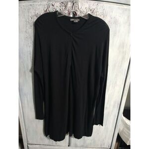 Vince Tunic Long Sleeve Keyhole Top Black Medium Designer Comfy Classic